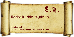 Rednik Mátyás névjegykártya