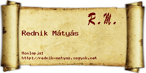 Rednik Mátyás névjegykártya